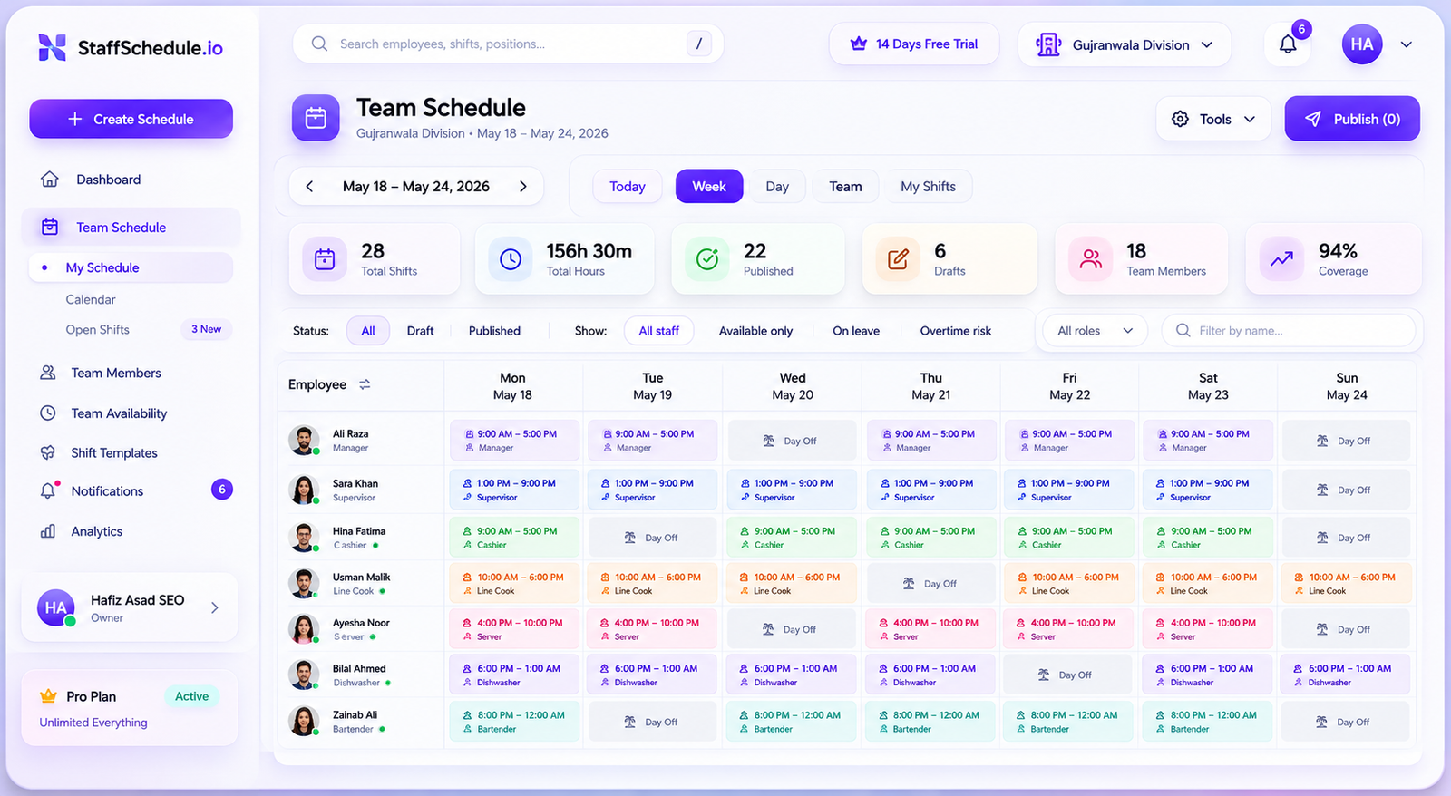 Staffschedule.io screenshot 1